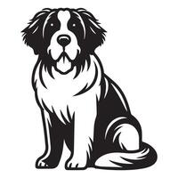 A Playful Saint Bernard Dog Face illustration in black and white vector