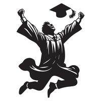 A Graduate joyful moment illustration in black and white vector