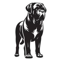 A Proud Mastiff Dog Face illustration in black and white vector