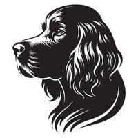 A Thoughtful Irish Setter Dog Face illustration in black and white vector