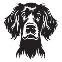 A Curious Irish Setter Dog Face illustration in black and white vector