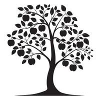 An apple tree plant illustration in black and white vector