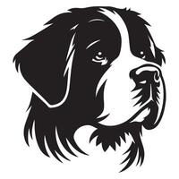 A Thoughtful Saint Bernard Dog Face illustration in black and white vector