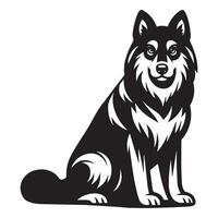 Big Eyed Norwegian Elkhound dog illustration vector