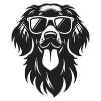 A Happy Irish Setter Dog Face illustration in black and white vector