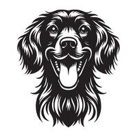 A Happy Irish Setter Dog Face illustration in black and white vector