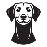 A Content Rhodesian Ridgeback Dog Face illustration in black and white vector