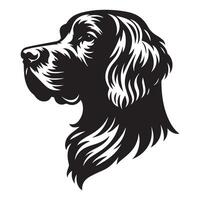A Stern Irish Setter Dog Face illustration in black and white vector
