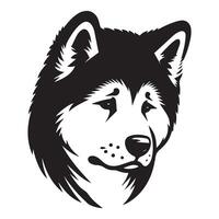 A Majestic Akita Dog Face illustration in black and white vector