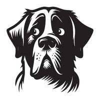 An Anxious Saint Bernard Dog Face illustration in black and white vector