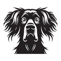 An Anxious Irish Setter Dog Face illustration in black and white vector