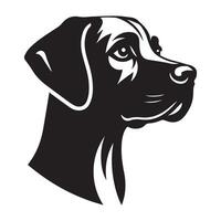 A Thoughtful Rhodesian Ridgeback Dog Face illustration in black and white vector
