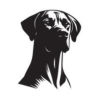 A Confident Rhodesian Ridgeback Dog Face illustration in black and white vector