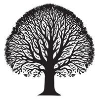 un amplio ceniza árbol ilustración en negro y blanco vector