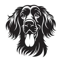 un juguetón irlandesa setter perro cara ilustración en negro y blanco vector