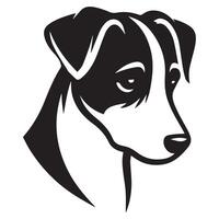 A Sad Jack Russell Terrier Dog Face illustration in black and white vector