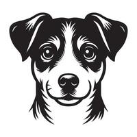 A Loving Jack Russell Terrier Dog Face illustration in black and white vector