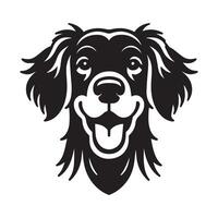 A Cheerful Irish Setter Dog Face illustration in black and white vector