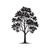 A magnolia tree illustration in black and white vector