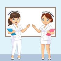 Beautiful two young doctor with different outfit vector