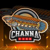 Channa fish mecha robot mascot. esport logo design vector