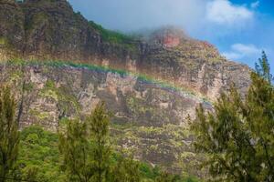 Colorful rainbow and Le Morn brabant in Mauritius photo