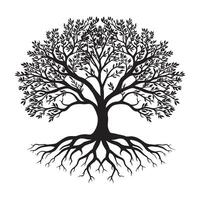 Tree of Life illustration in black and white vector