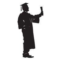 A Graduate with a diploma illustration in black and white vector