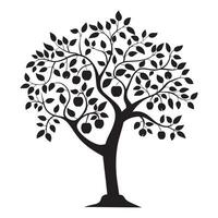 An apple tree plant illustration in black and white vector