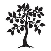 A pear tree plant silhouette vector