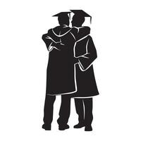 un graduado hombre abrazando con amigo ilustración en negro y blanco vector