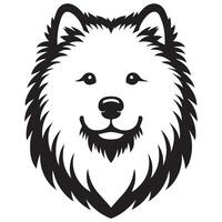 A Loving Samoyed Dog Face illustration in black and white vector