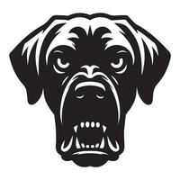 An Angry Rhodesian Ridgeback Dog Face illustration in black and white vector