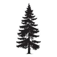 a beautiful pine tree illustration in black and white vector
