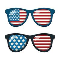 Glasses with stars and strips. 4th of July Independence sign. Isolated on white background vector