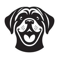 A Cheerful Mastiff Dog Face illustration in black and white vector