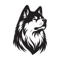 A Majestic Dog Face illustration in black and white vector