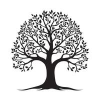 Tree of Life illustration in black and white vector