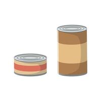 Colorful metal tin cans with blank label. Collection of illustrations. Isolated on white background. vector