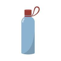 Reusable bottle flat illustration. Drinking water ecological bottle for beverages. Isolated on white background vector