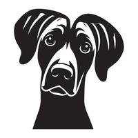 A Curious Rhodesian Ridgeback Dog Face illustration in black and white vector