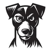 An Angry Jack Russell Terrier Dog Face illustration in black and white vector