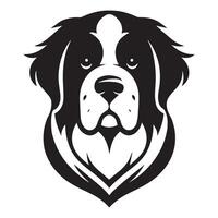 A Loving Saint Bernard Dog Face illustration in black and white vector