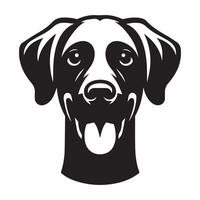 A Joyful Rhodesian Ridgeback Dog Face illustration in black and white vector