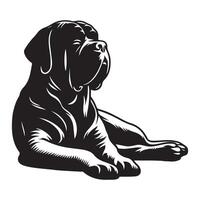 A Relaxed Mastiff Dog Face illustration in black and white vector