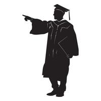 illustration of A Graduate pointing with pride silhouette vector