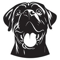 An Excited Mastiff Dog Face illustration in black and white vector