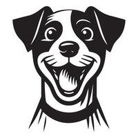 An Excited Jack Russell Terrier Dog Face illustration in black and white vector