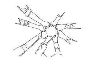 Gathering employees Concept. Single line draw design graphic illustration. vector