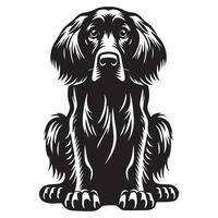 A Fearful Irish Setter Dog Face illustration in black and white vector